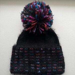 Echo Women’s Confetti Space Dye Pom Pom Beanie Hat Black Multicolor OS
